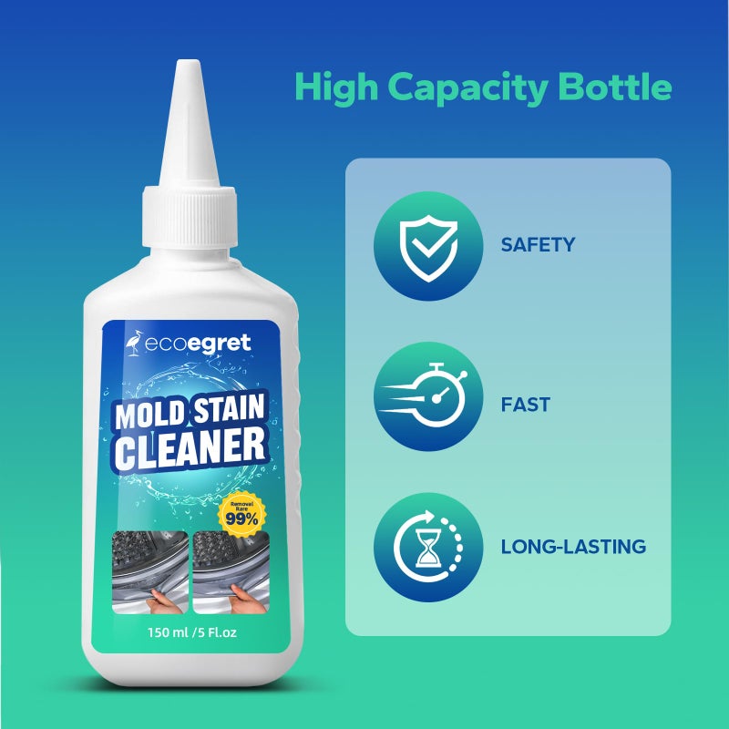 EcoEgret Mold Stain Remover Gel (5 Fl Oz), Multifunctional Mold Stain Remover, Heavy Duty Stain Gel Cleaner for Front Loader Washing Machine Seal, Bathroom Grout, Shower, Caulk - Image 4